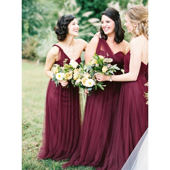 Jenny Yoo Collection Annabelle Dress Tulle Convertible Bridesmaid Red Crimson 8 - Picture 5 of 15